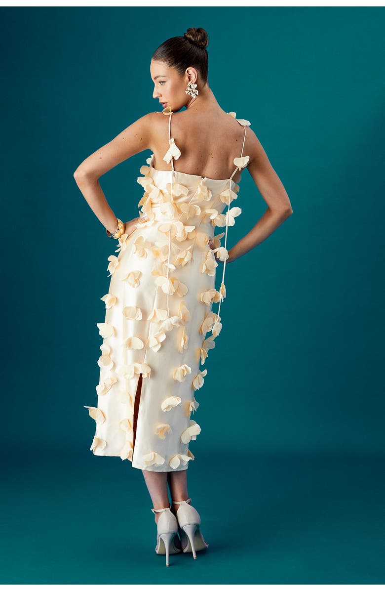 Coast Strappy Satin 3D Floral Midi Dress, Alternate, color, Yellow