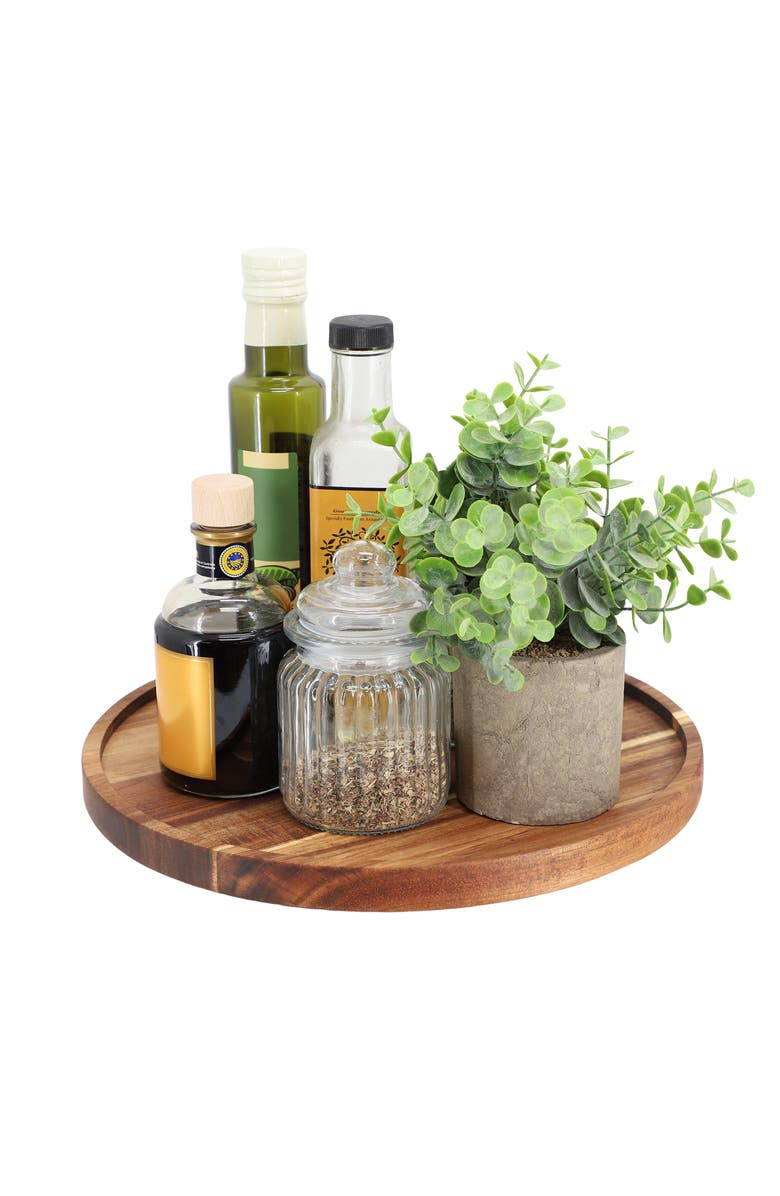 Megachef 12 Inch Acacia Wood Lazy Susan Tray, Main, color, Acacia