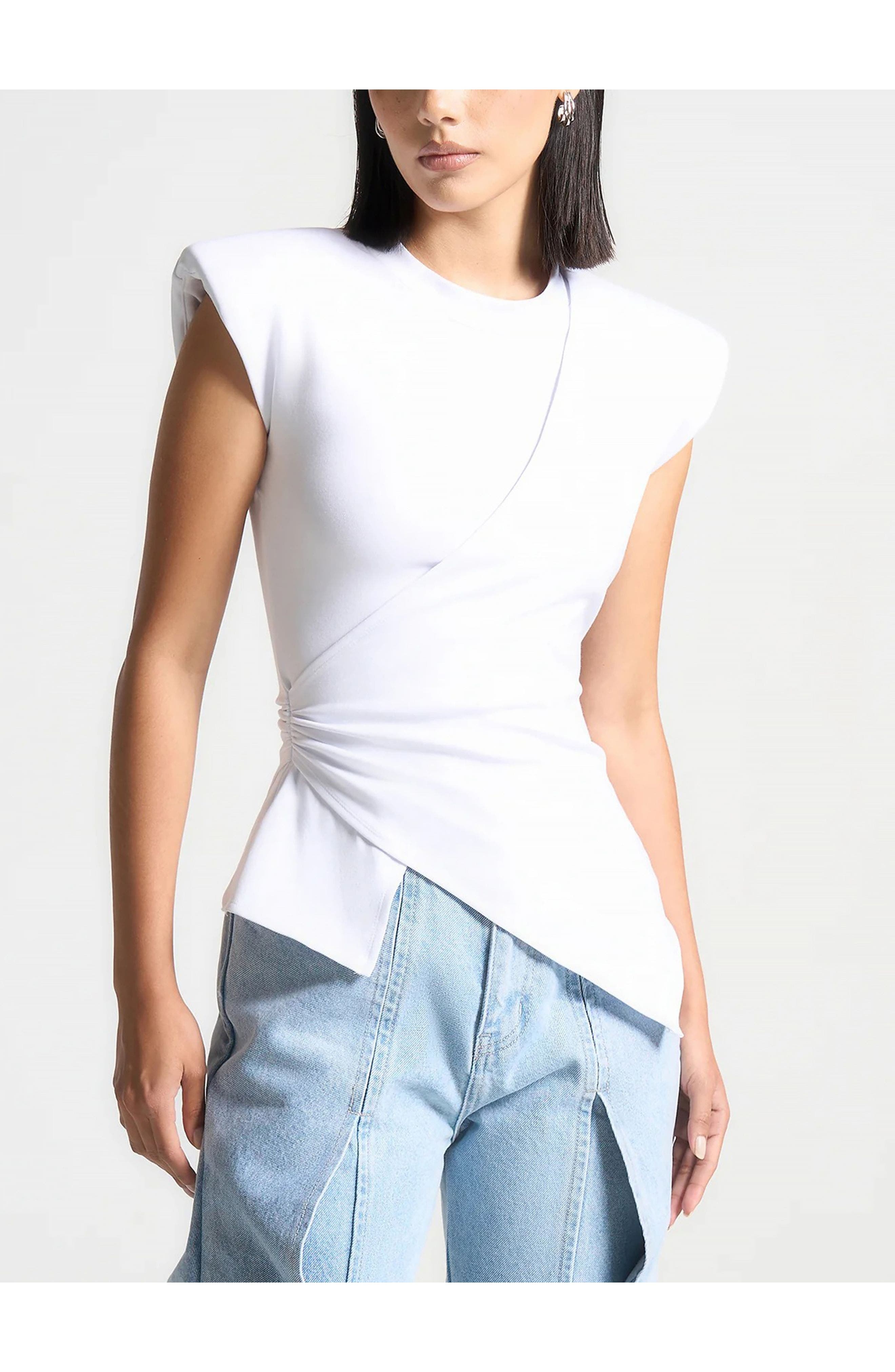 Wide Shoulder Ruched Waist Top - image 4