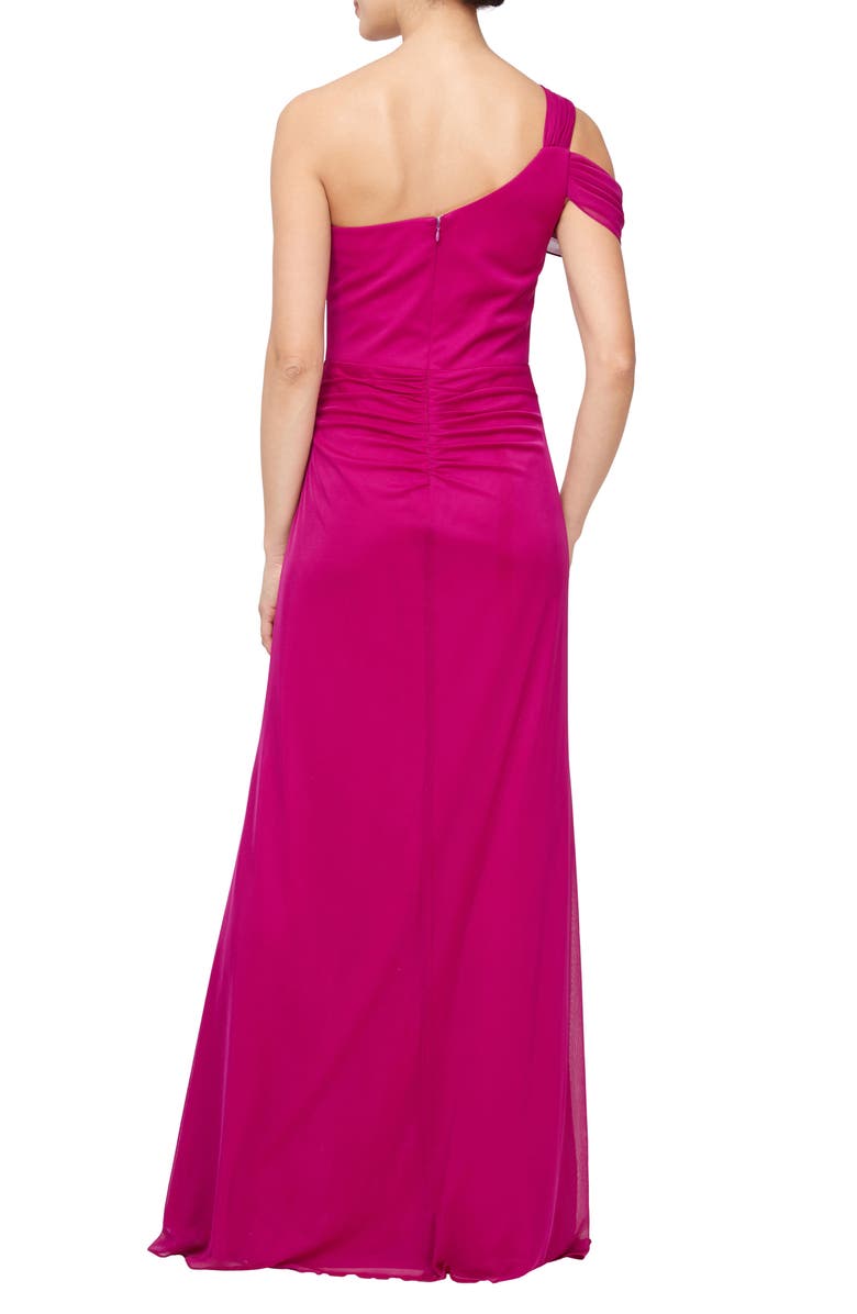 Alex Evenings One-Shoulder A-Line Gown, Alternate, color,