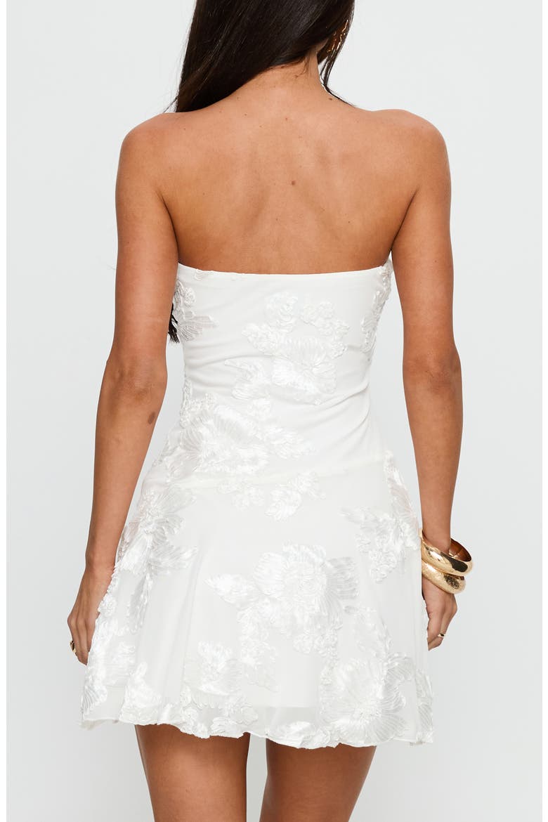 Meadow of Dreams Floral Burnout Strapless Minidress, Alternate, color, WHITE FLORAL BURNOUT
