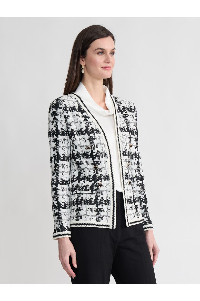 Tailored Faux Double Breasted Knit Jacket, Alternate, color, Black/New Ivory