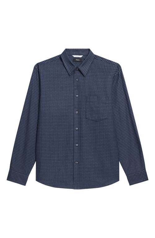 Theory Weekend Woods Check Cotton Button-up Shirt In Blue