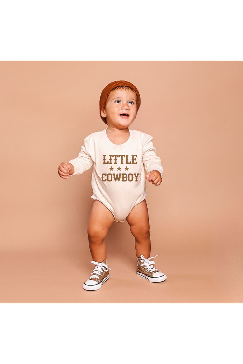 Little Cowboy Long Sleeve Romper, Alternate, color, Natural