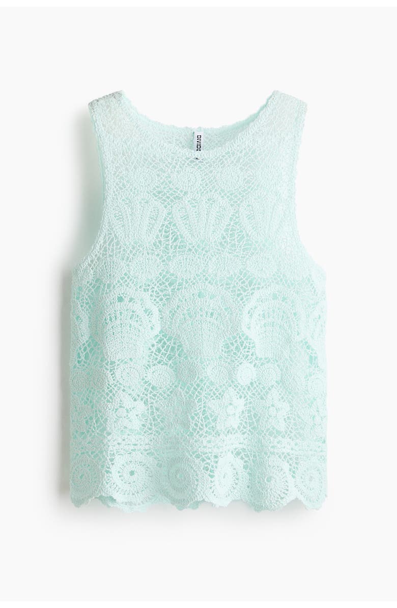 H&M Motif-detail Crochet-look Top, Main, color, Light Turquoise