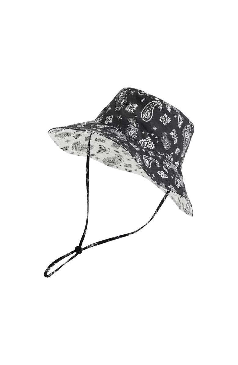 Lost Pattern "Paisley" Cotton Reversible Sun Hat, Main, color, Charcoal Black