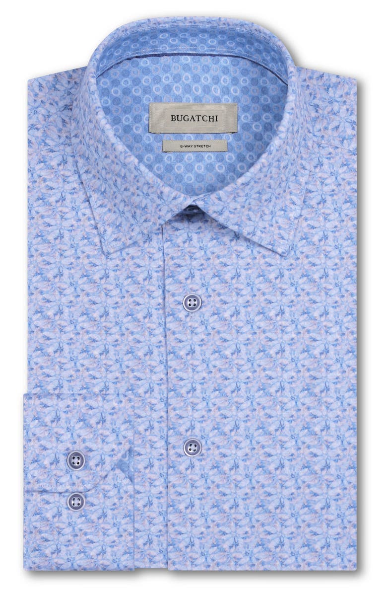 Bugatchi Jimmy OoohCotton<sup>®</sup> Floral Print Button-Up Shirt, Alternate, color, Air Blue