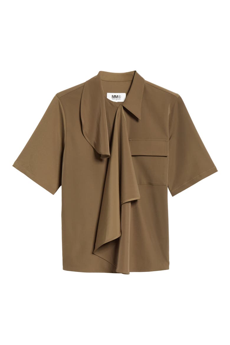 Drape Front Stretch Twill Shirt, Alternate, color, KHAKI