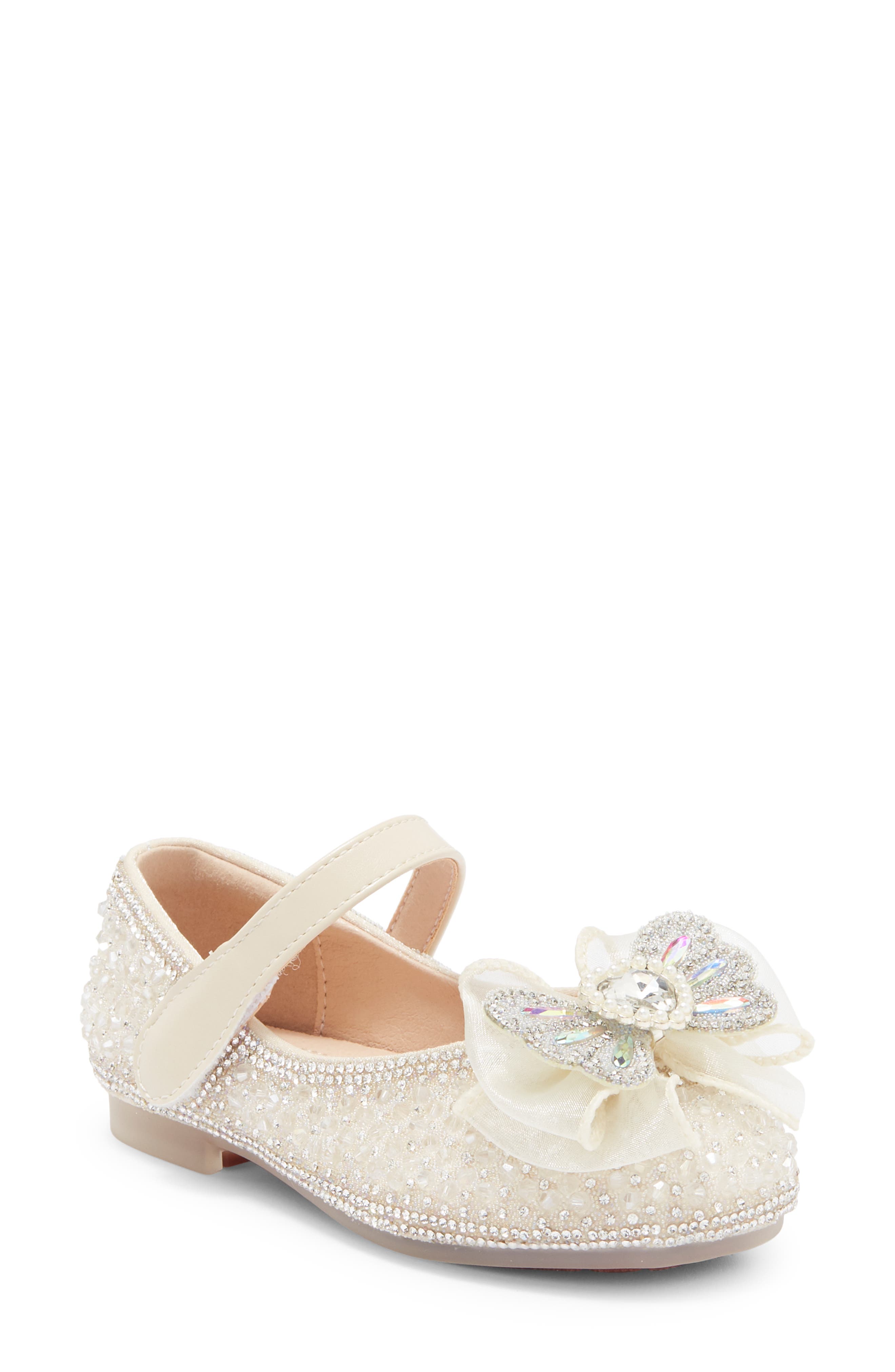 Doe A Dear Kids' Imitation Pearl & Rhinestone Embellished Flat, Main, color, 