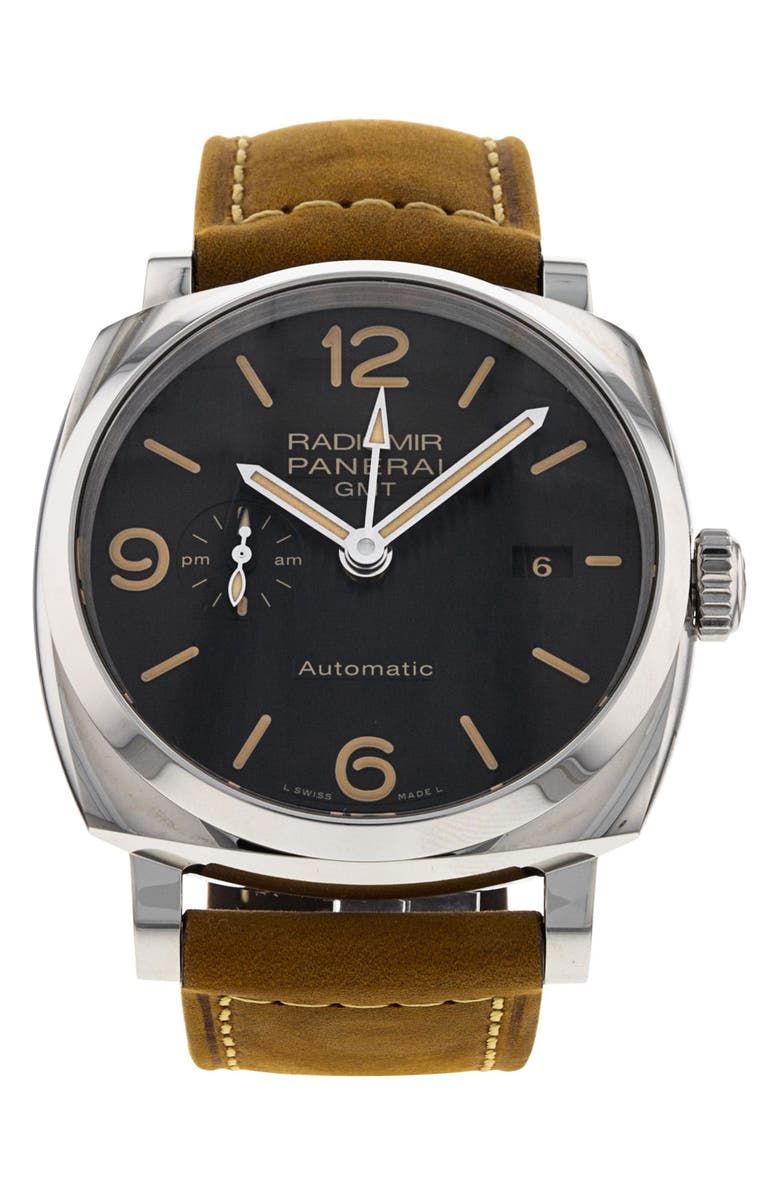 Watchfinder & Co. Panerai Preowned 2020 Radiomir 1940 3 Days GMT PAM00657 Automatic Leather Strap Watch, 45mm, Main, color, Black