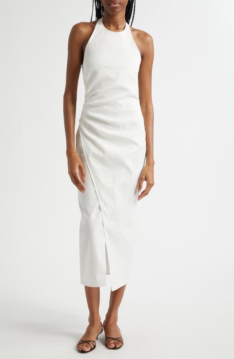 Sylvie Halter Neck Linen Blend Dress