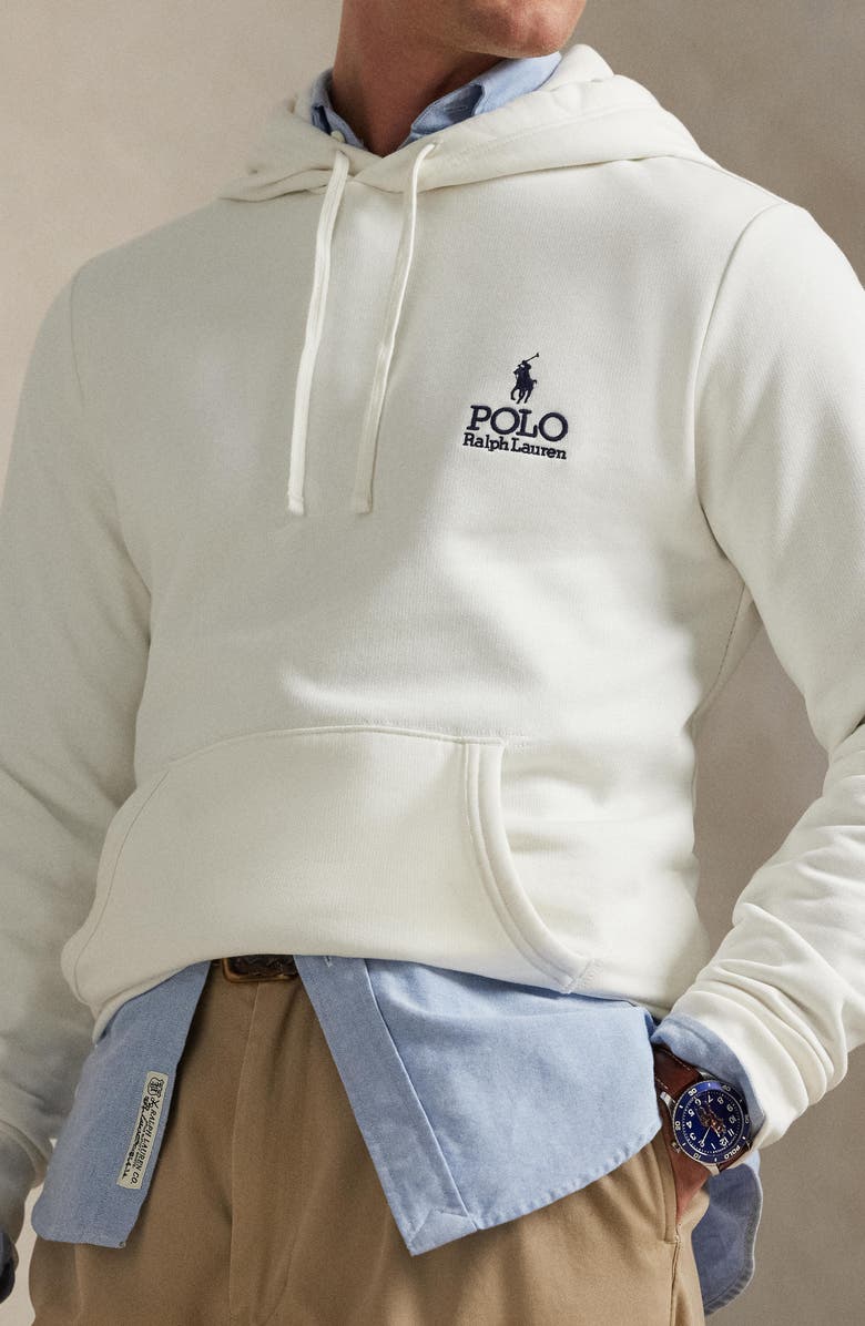Polo Ralph Lauren Logo Fleece Hoodie, Alternate, color, Deckwash White