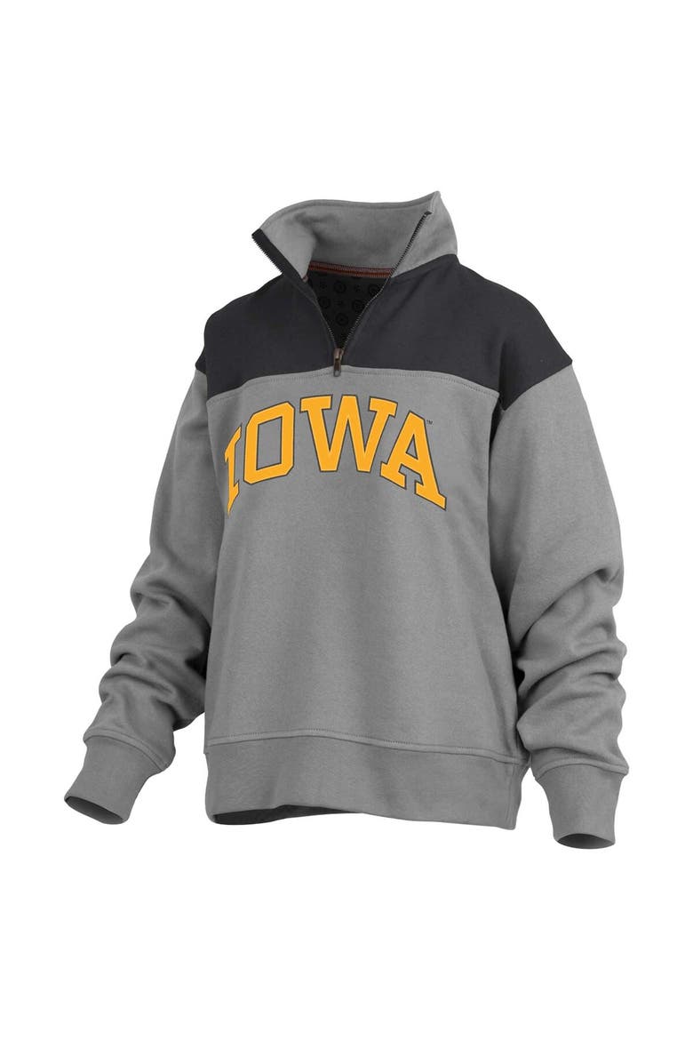 Women's Pressbox Gray Iowa Hawkeyes Avon Fleece Quarter-Zip Jacket, Alternate, color, Gray