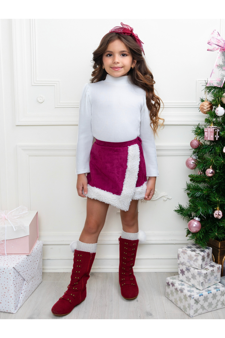 Cozy Long Sleeve Top and  Skort Set, Alternate, color, White