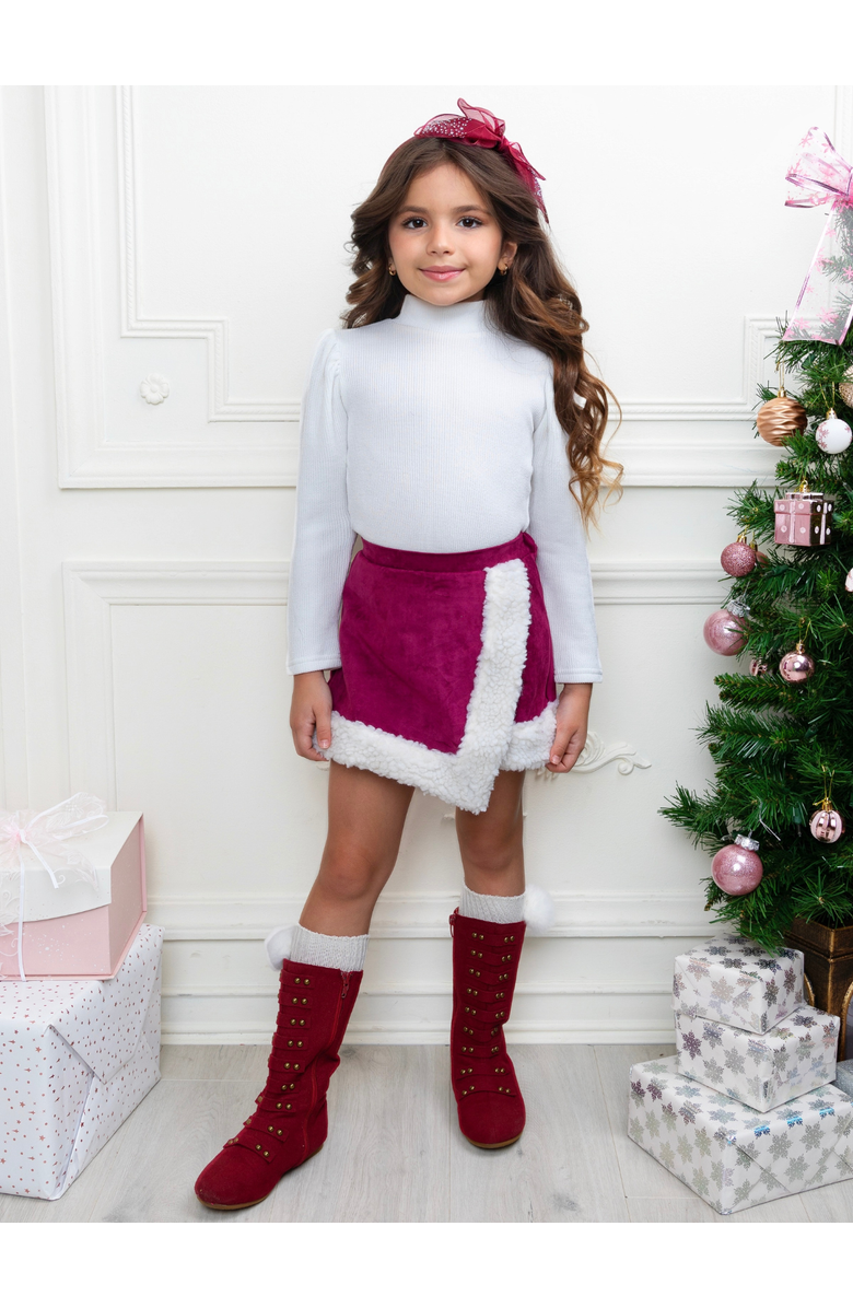 Mia Belle Girls Cozy Long Sleeve Top and  Skort Set, Alternate, color, White
