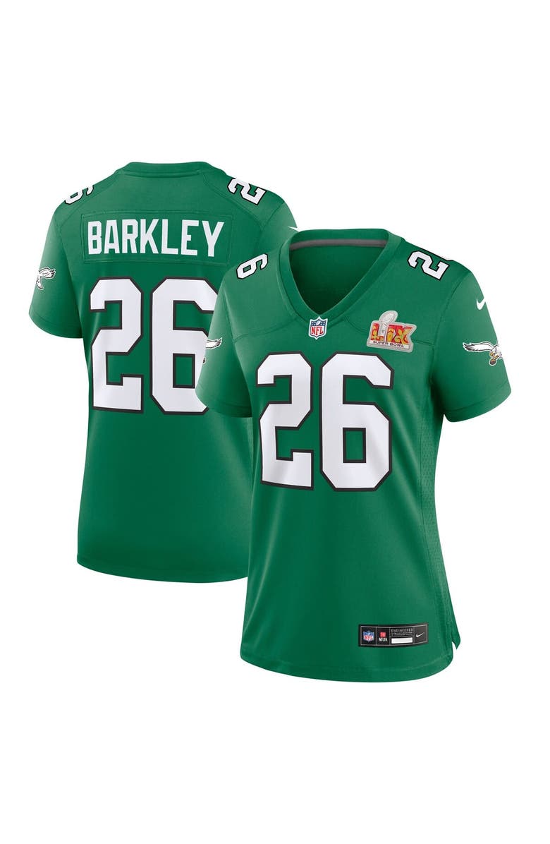 Nike Women's Nike Saquon Barkley Kelly Green Philadelphia Eagles Super Bowl LIX 2nd Alternate Game Jersey, Main, color, 