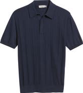 Canali Ribbed Cotton Blend Polo Sweater