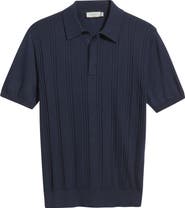 Canali Ribbed Cotton Blend Polo Sweater