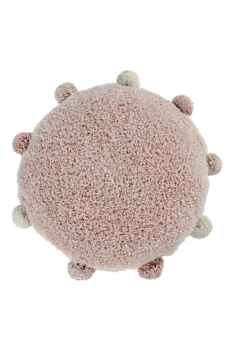 Bubbly Pompom Trim Floor Cushion, Main, color, VINTAGE BLUSH