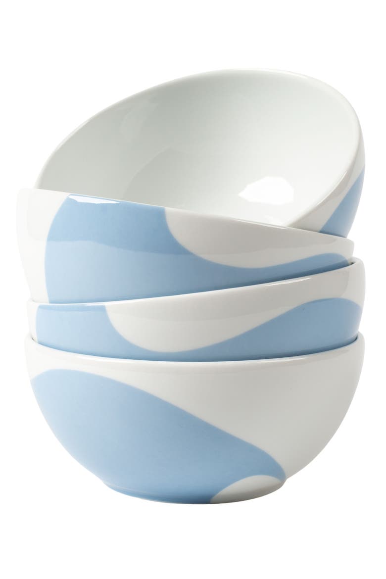 Set of 4 Porcelain Bowls, Main, color, COLOR BLOCK - BLUE/ WHITE