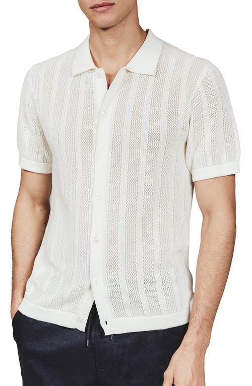 7 Diamonds Kellan Knit Short Sleeve Button-up Shirt In White