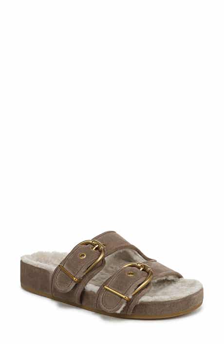 Veronica Beard Prue Genuine Shearling Lined Two Strap Sandal