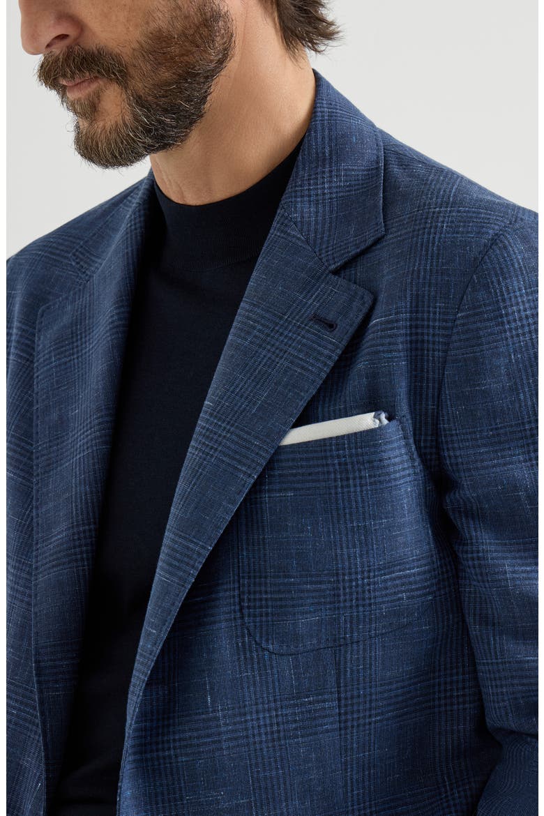 Prince of Wales deconstructed blazer, Alternate, color, Denim