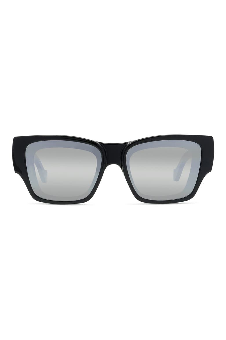 Signature 56mm Rectangular Sunglasses, Main, color, SHINY BLACK / SMOKE MIRROR