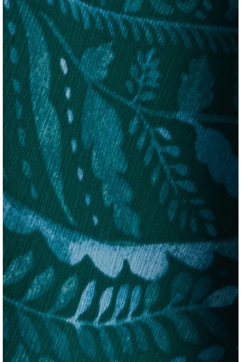 Print Tie Neck Long Sleeve Midi Dress, Alternate, color, TEAL PAISLEY