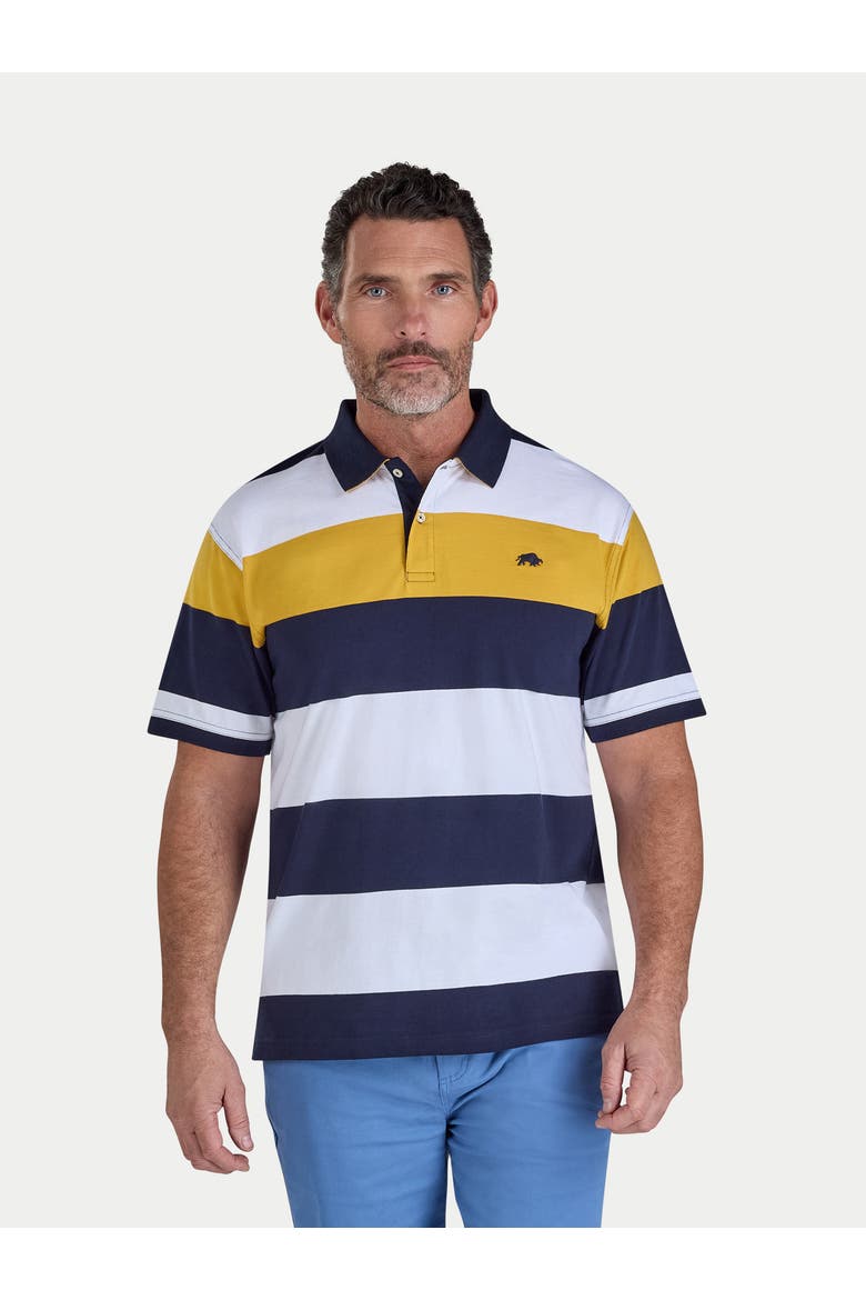 Chestband Stripe Polo Shirt, Main, color, Navy