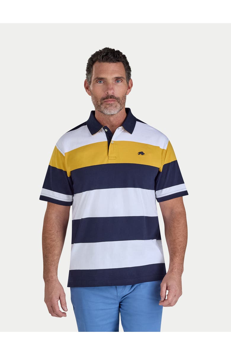 Raging Bull Chestband Stripe Polo Shirt, Main, color, Navy