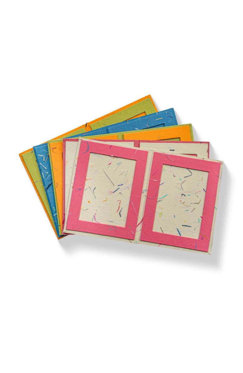Sustainable Threads Double Photo Frames Handmade Upcycled Tree-Free Paper - Set of 5, Alternate, color, Strokes