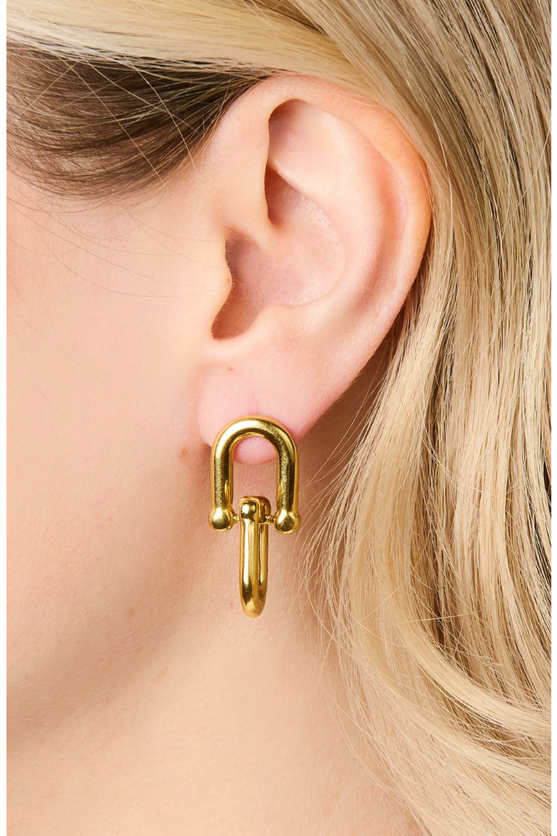 Harper Double Link Stud Earrings, Alternate, color, Gold