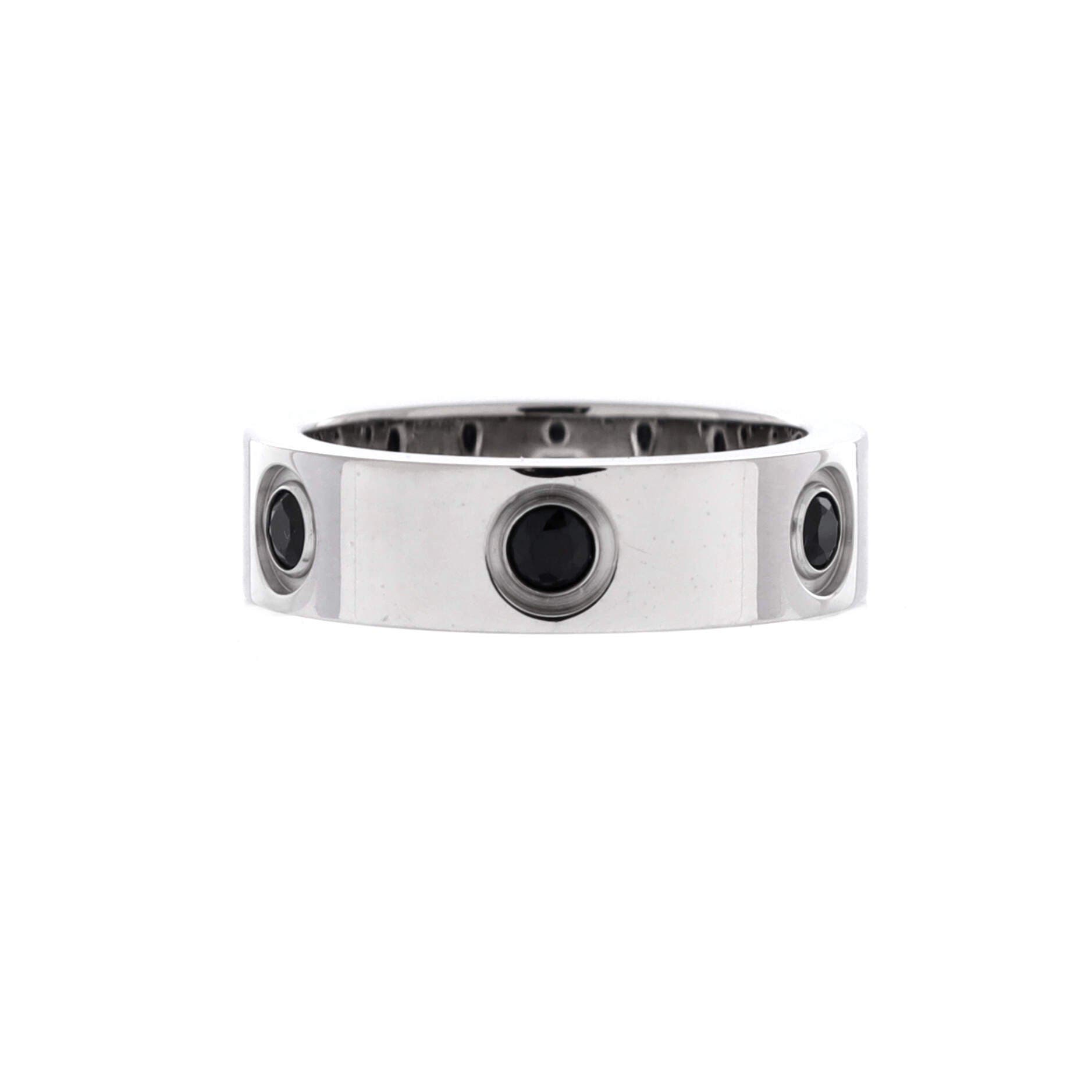 Love 6 Stone Band Ring 18K White Gold with Black Sapphires Narrow, Main, color, Metallic Gold