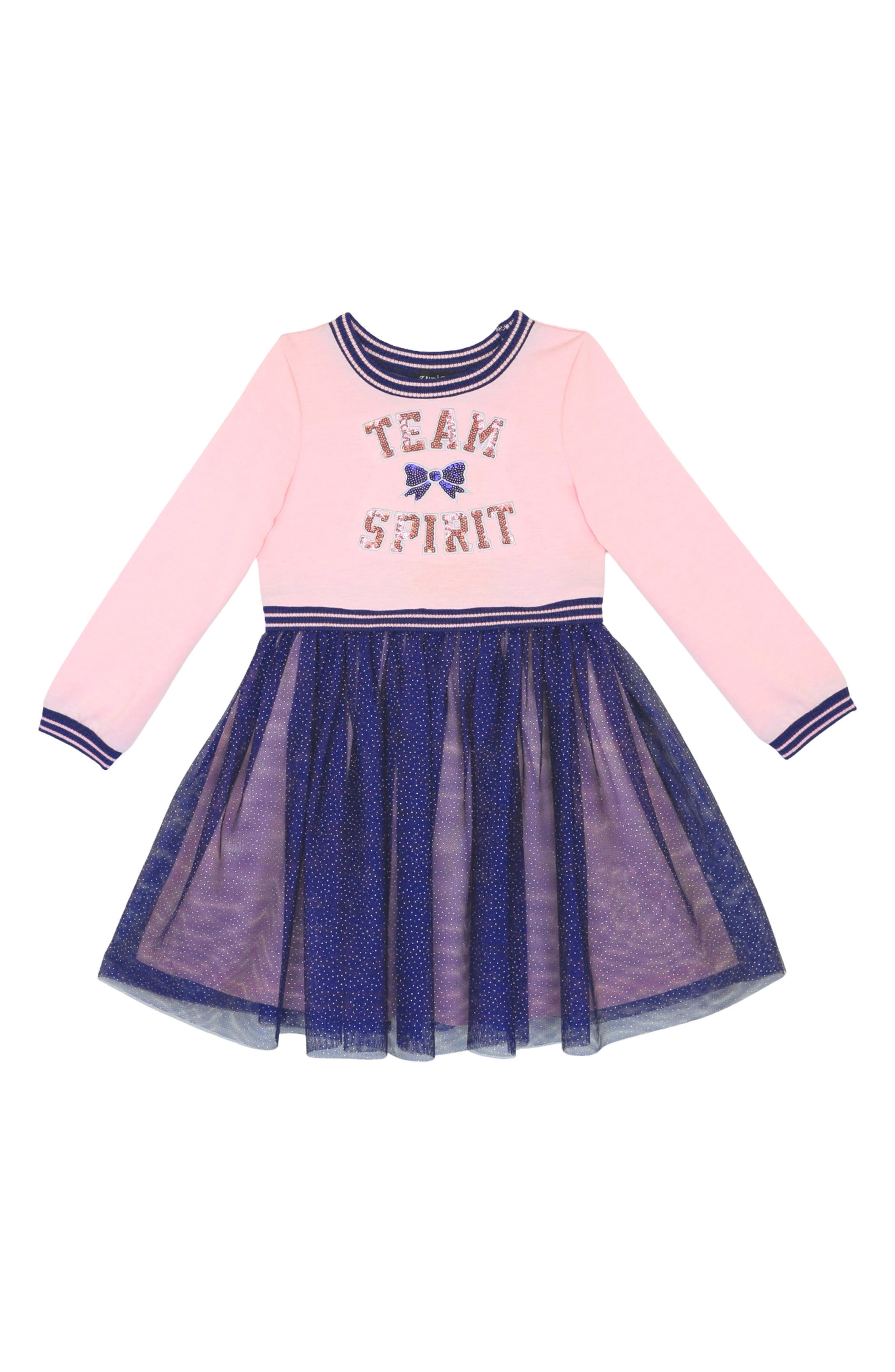 Zunie Kids' French Terry Sequin Team Spirit Dress