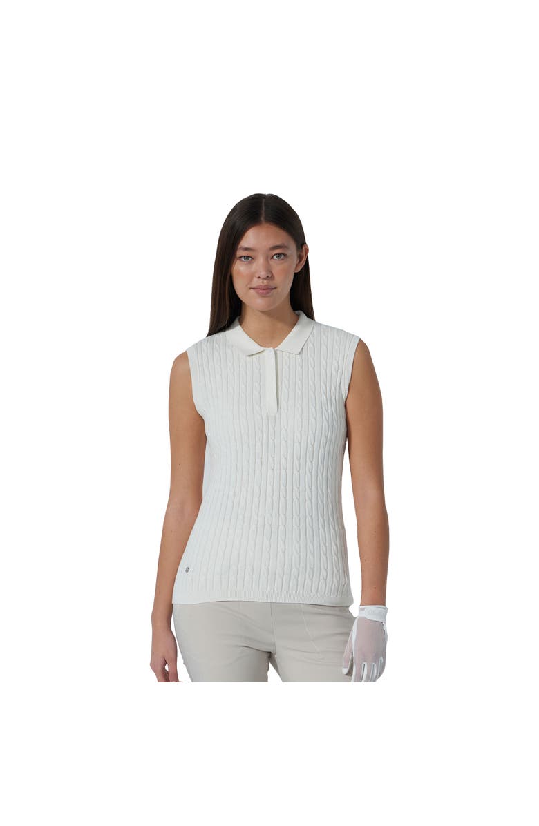 Daily Sports Madelene Cable Knit Womens Sleeveless Golf Polo, Main, color, White