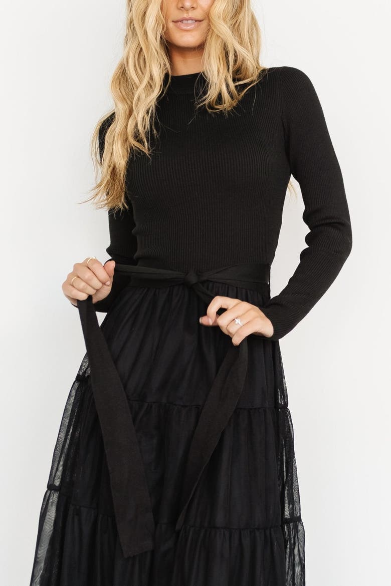 Demi Sweater Tulle Dress, Alternate, color, Black