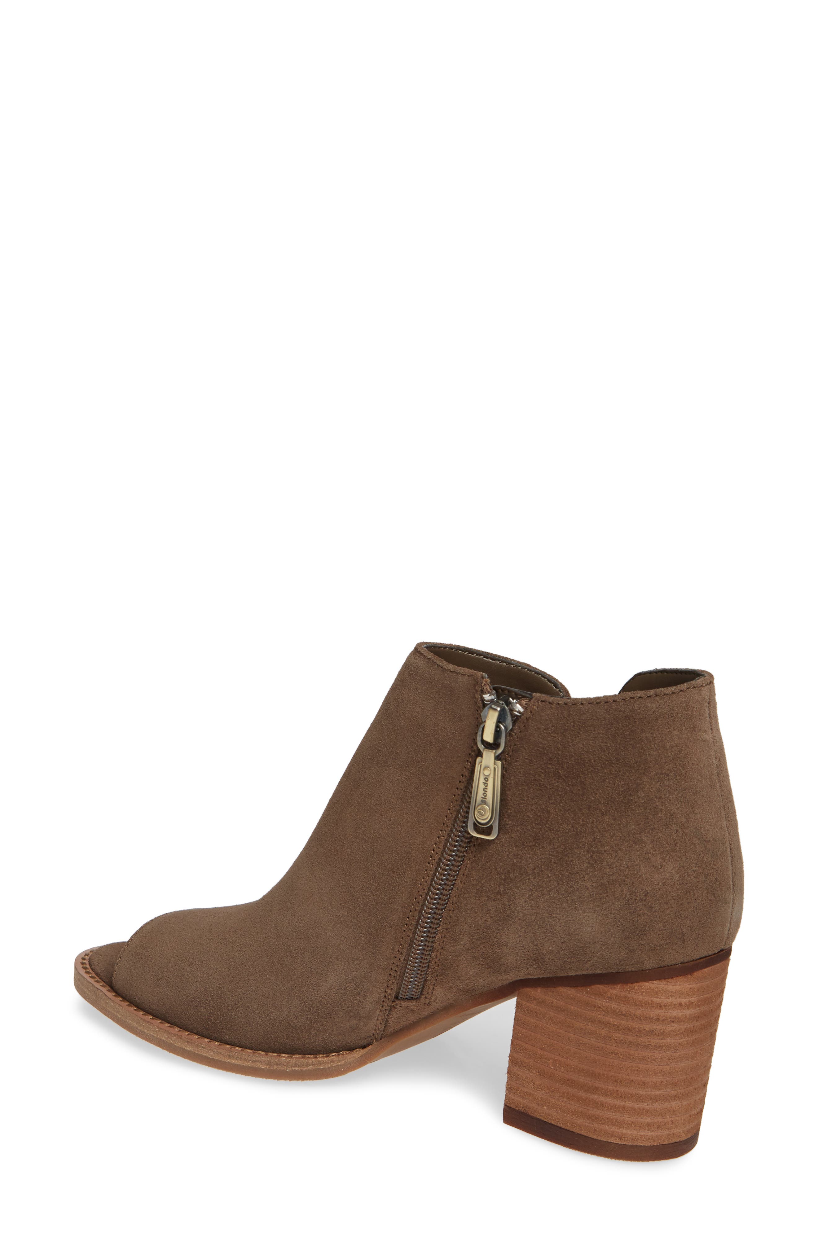 Nappa Waterproof Open Toe Bootie, Alternate, color, DARK TAUPE SUEDE