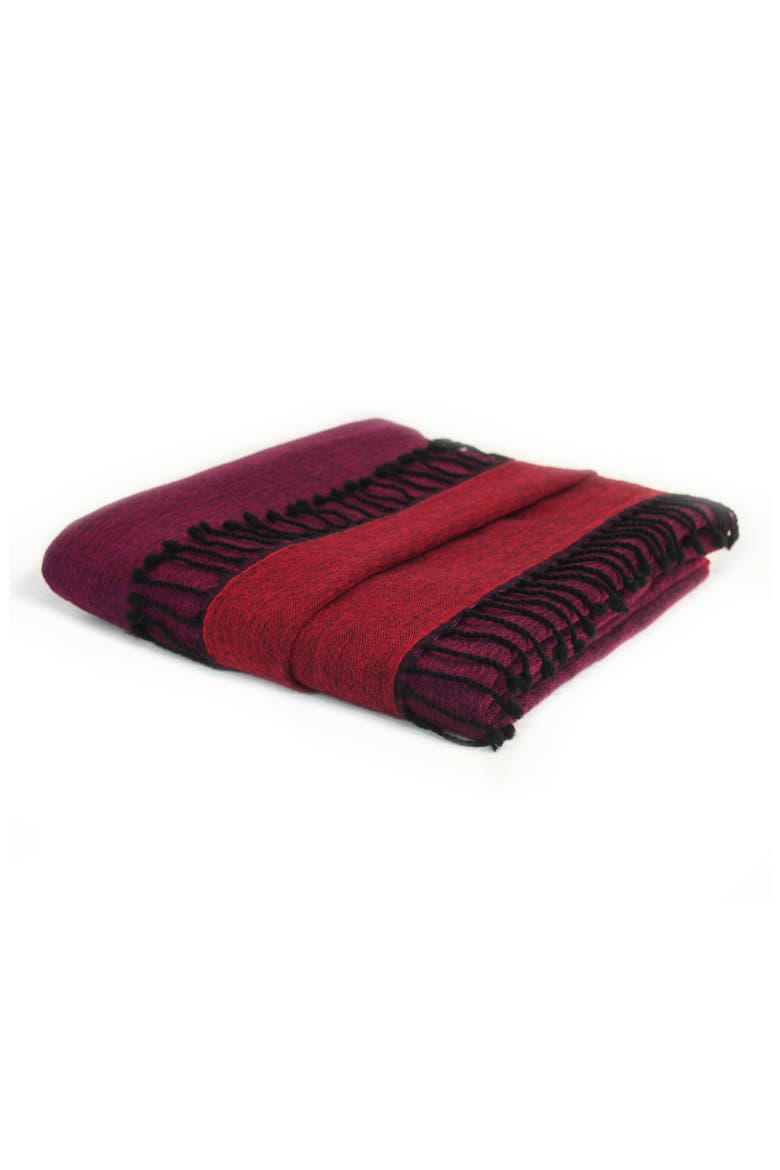Merino Wool Reversible Throw Blanket, Main, color, BURGUNDY AND PLUM
