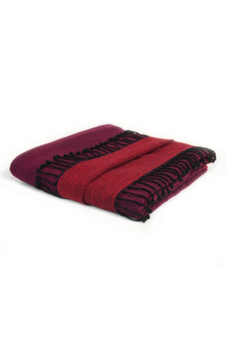MELANGE HOME Merino Wool Reversible Throw Blanket, Main, color, Burgundy And Plum