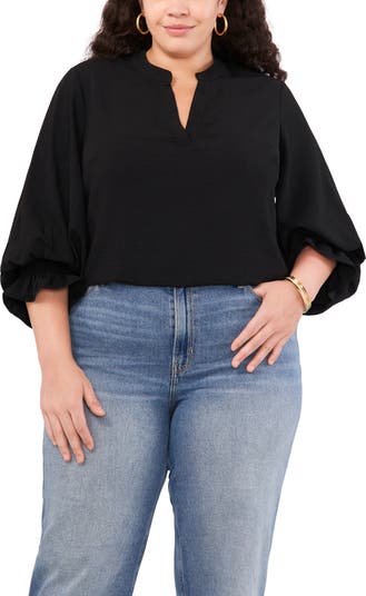 Vince Camuto Women's Ruffle Sleeve Split Neck Blouse White Size X-Small