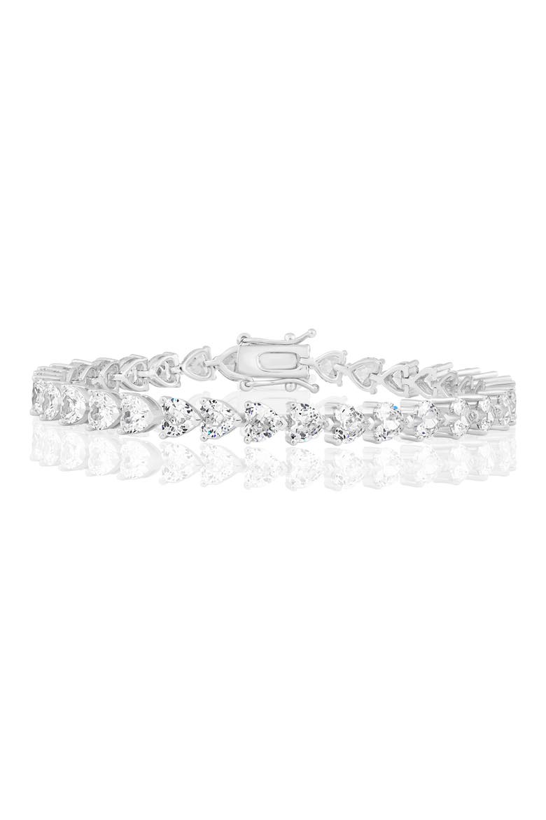 Heart Cubic Zirconia Tennis Bracelet, Main, color, SILVER