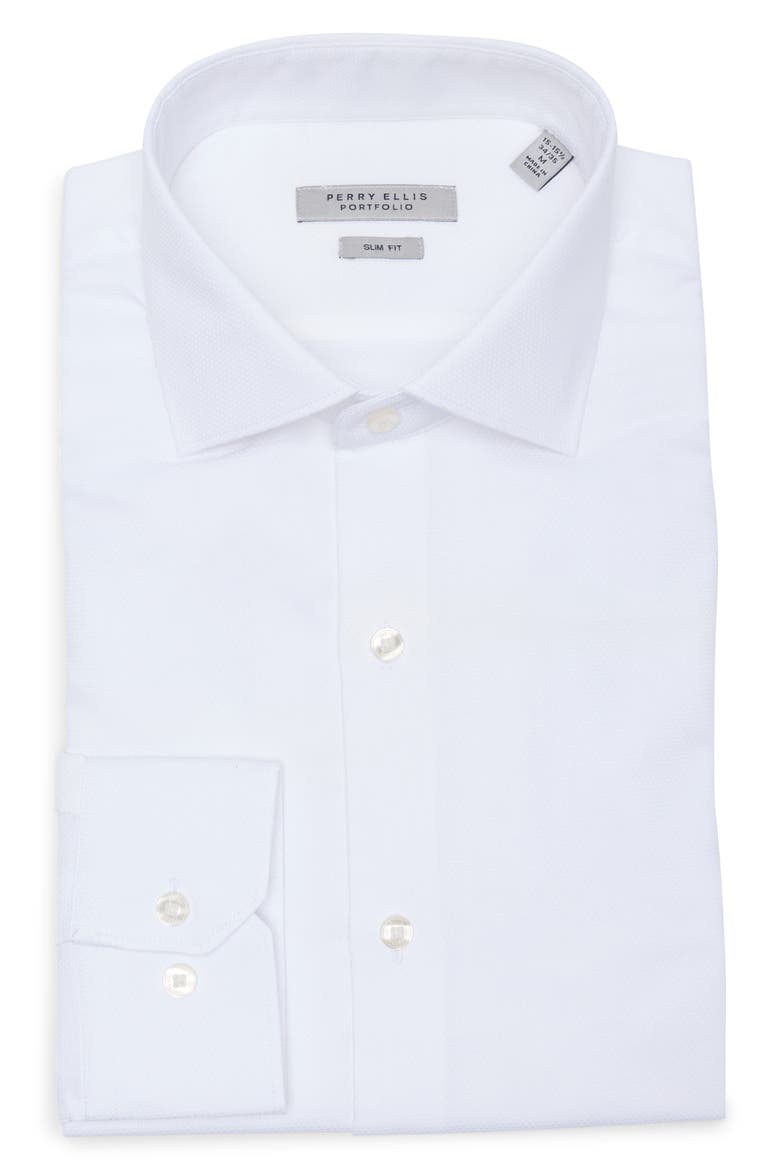 Sycamore Dobby Slim Dress Shirt, Alternate, color, WHITE