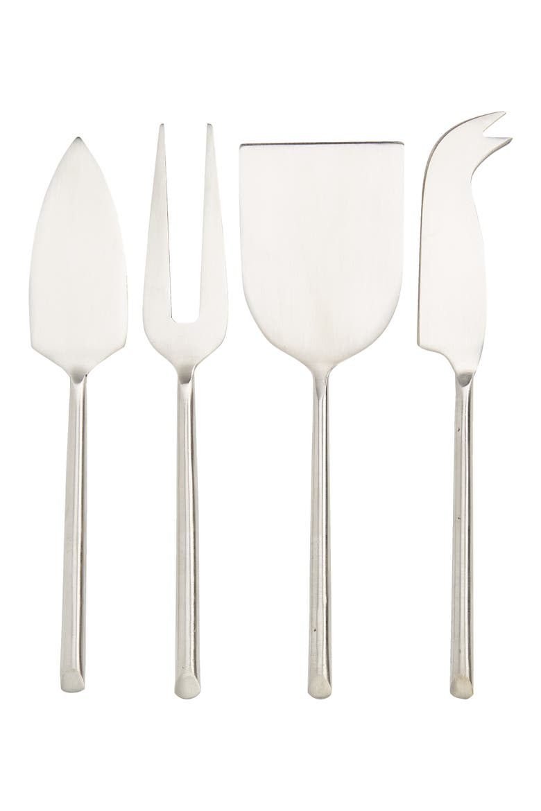 Set of 4 Cheese Knives, Main, color, BRUSHED SILVER