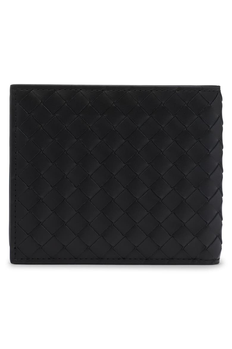 Intrecciato Piccolo Leather Bifold Wallet, Alternate, color, 1263 BLACK/ THUNDER-SILVER
