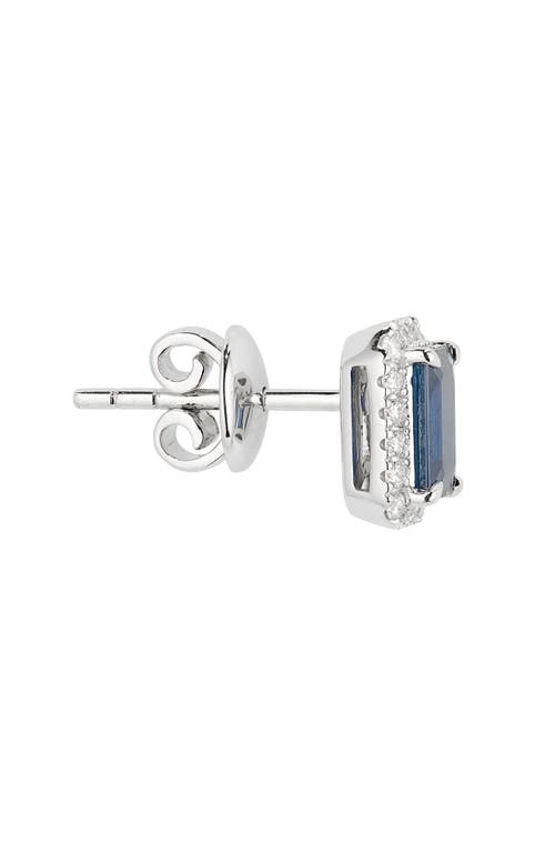Valani Atelier Sapphire & Diamond Halo Stud Earrings In 14k White Gold