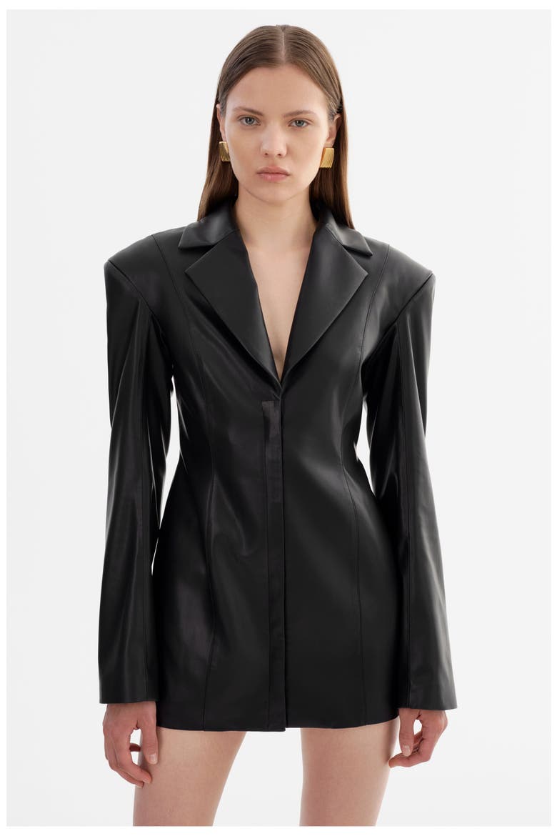 Benedetta | Faux Leather Blazer Dress, Main, color, Black