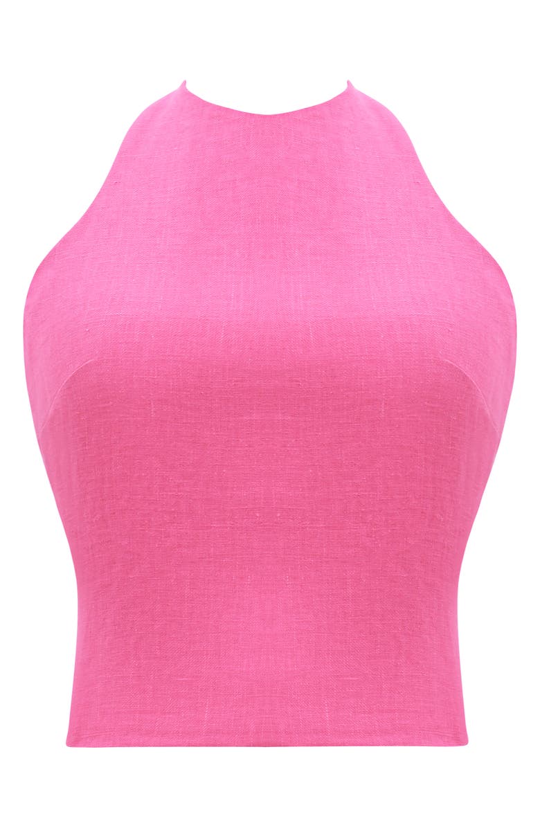Mistress Rocks Crop Linen Blend Halter Top, Alternate, color, Rose