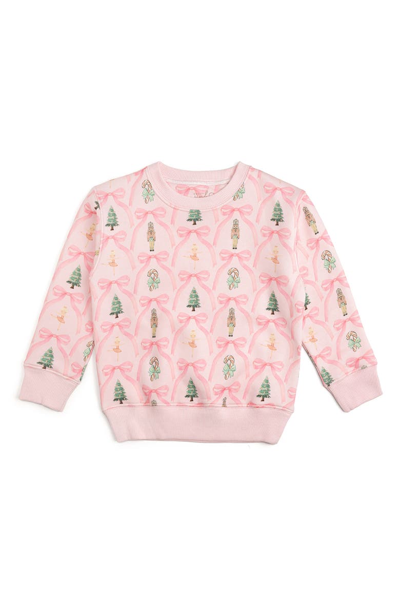 Sweet Wink Nutcracker Trellis Christmas Sweatshirt, Main, color, Ballet Pink