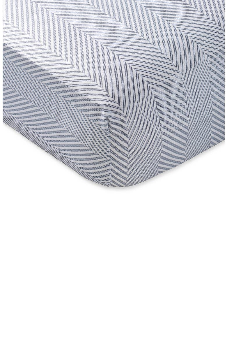 Stripe Cotton Crib Sheet, Main, color, BLUE